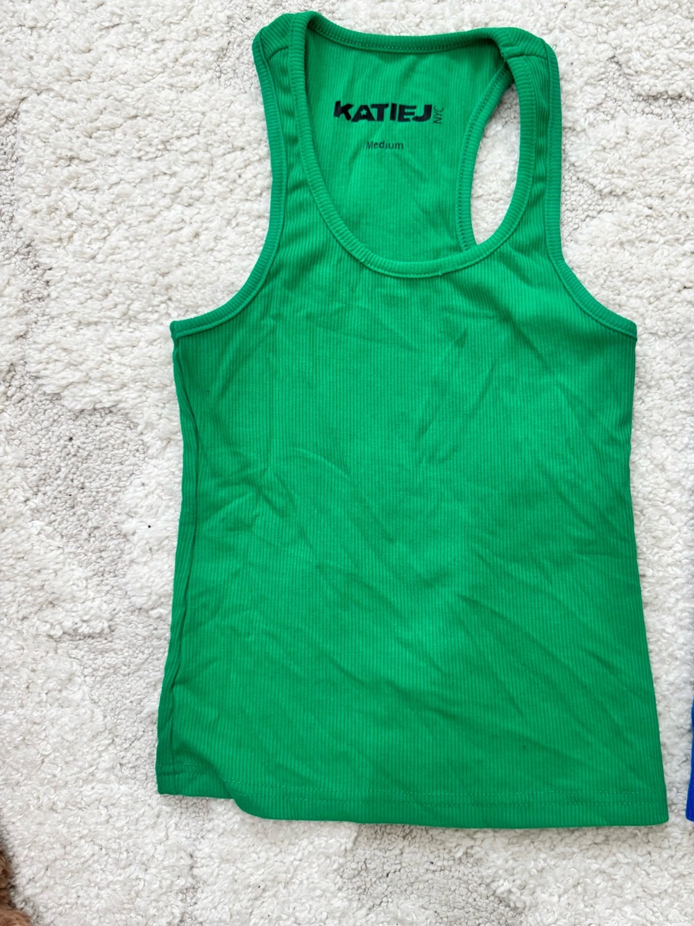 Katie J NYC Green Ribbed Tank Top